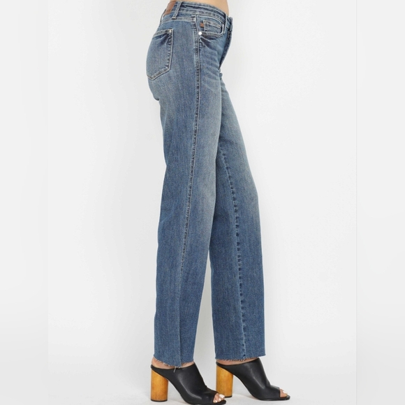 Judy Blue Tummy Control Jeans Mid-Rise Slim Fit Waist Straight Leg Denim Pants - Picture 6 of 11